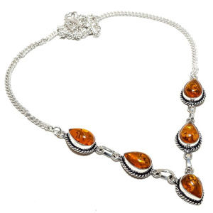 Baltic Amber Gemstone 925 Sterling Silver Necklace